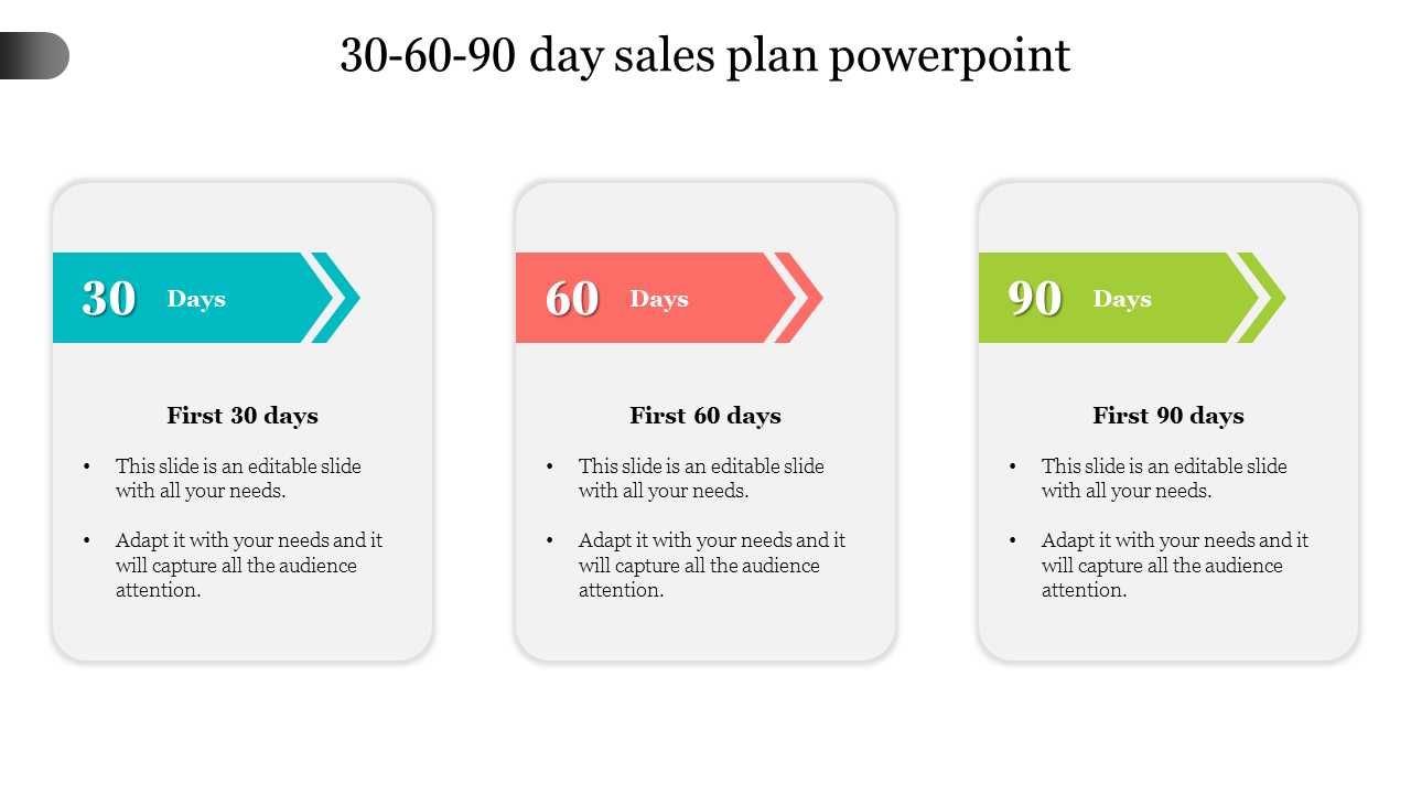 Attractive 30 60 90 Day Sales Plan PowerPoint Template